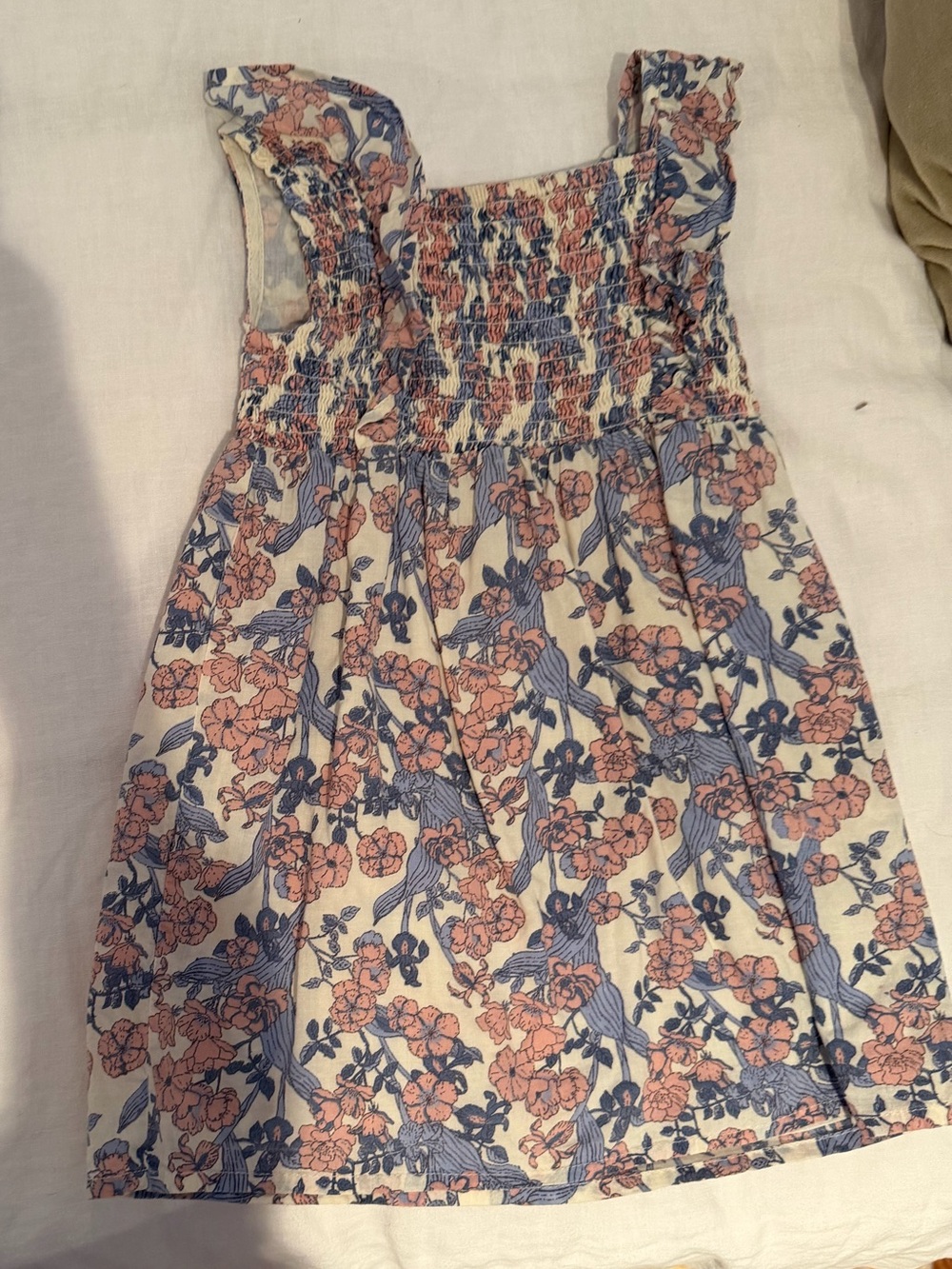 Girls Floral Smocked Sundress — Pink and Blue
